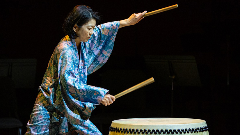 Instructor Megumi Smith, percussionist, performed “Kakashi - Bridging the Gap”, a Japanese Taiko solo.