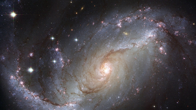 Image of a spiral galaxy as viewed from the Hubble telescope.