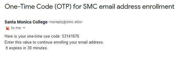 O-T-P example email