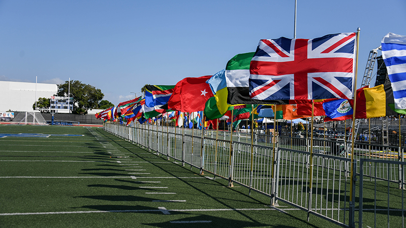 Flags representing international students studying at SMC