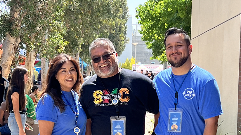 Jose Hernandez with colleagues Giselle Gradilla and Aaron de la Torre also SMC alums