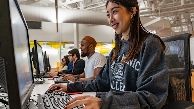 Students working on their projects at the computer lab at the CMD campus