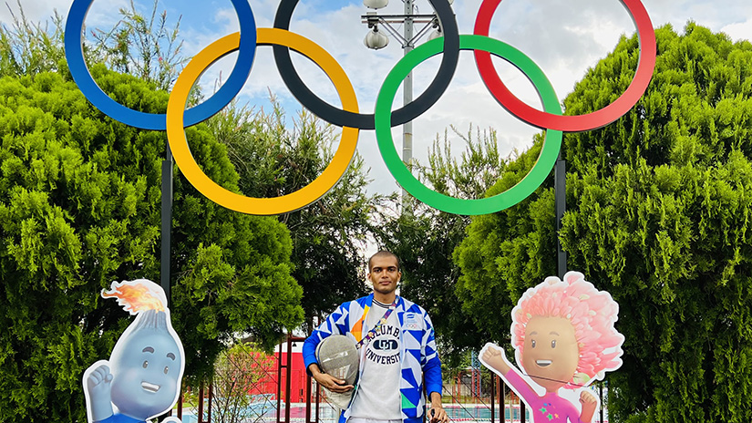 Hunter enjoying Summer Olympics activities at Columbia