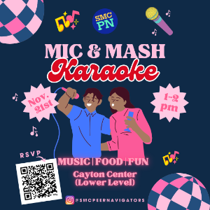 Colorful flyer promoting a karaoke event.