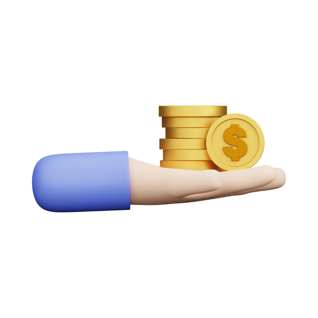 hand with gold coins on it